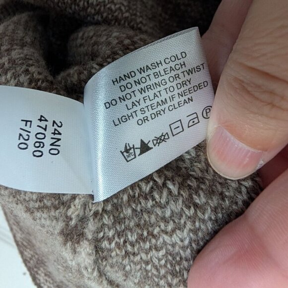 Orvis Aztec Sweater Womens Size Large Tan Wool Cashmere Knit Western Mock Neck - Picture 7 of 11